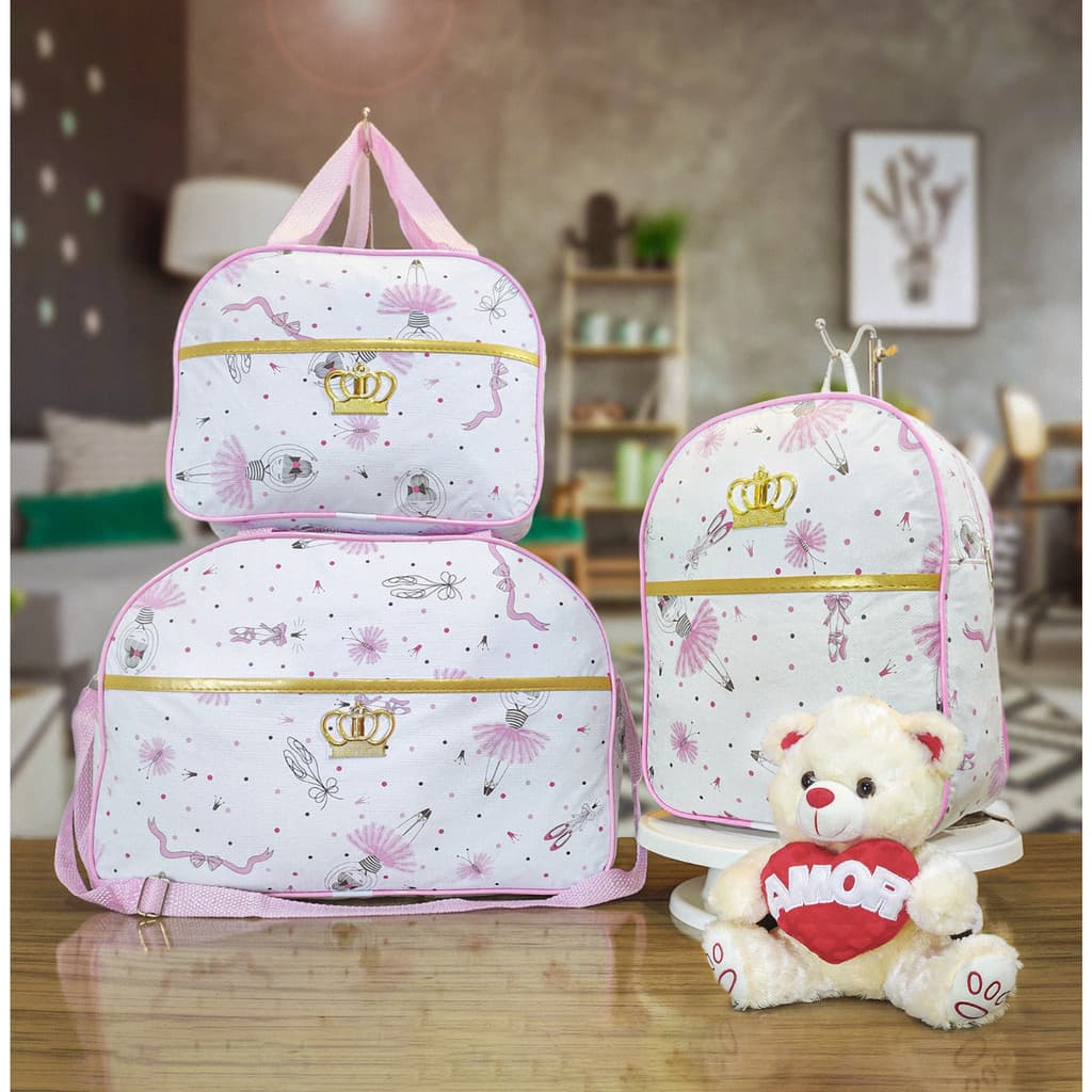 Bolsa Maternidade Menino Menina Kit 3 Peças Mochila Conjunto Mamãe Bebê Bolsas Mala Saida Maternidade