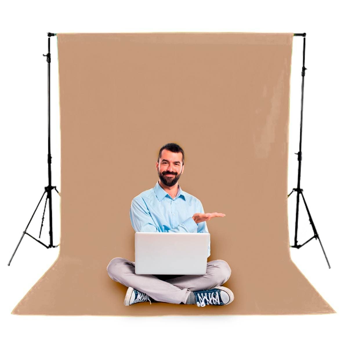 Tecido Fundo Bege Estúdio Fotografia 1,90 X 3,00 Mts