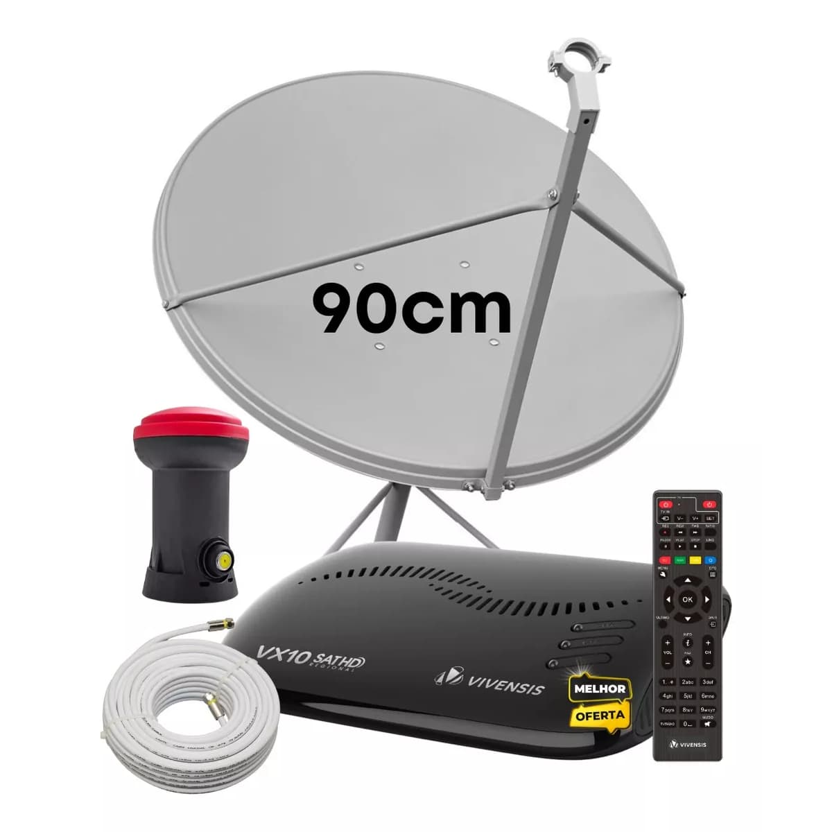 Kit 1 Vx10 Vivensis - Antena 90cm Lnbf Cabo