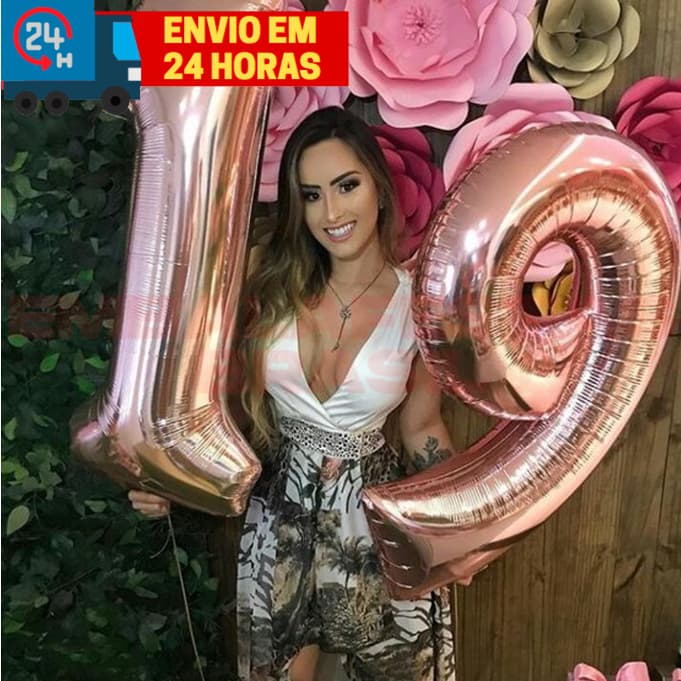 Balão Metalizado Cor Rose Gold Prata Dourado Vermelho Numero 70cm ou 40cm Para Aniversario