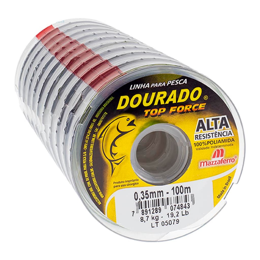 Linha de Pesca Monofilamento Dourado Top Force Mazzaferro com 100m
