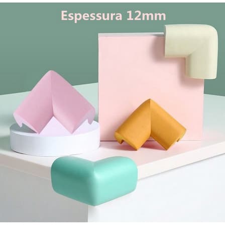 Kit 8 12 Unid Protetor de Quina com Espuma Grossa Macia Cantoneira com Adesivo para Bebê Criança