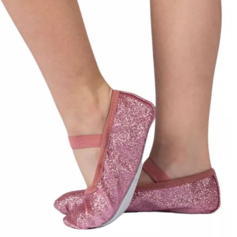 SAPATILHAS BALLET COM GLITER, INFANTIL COR ROSA E PRETA .(Marca Stelariss)