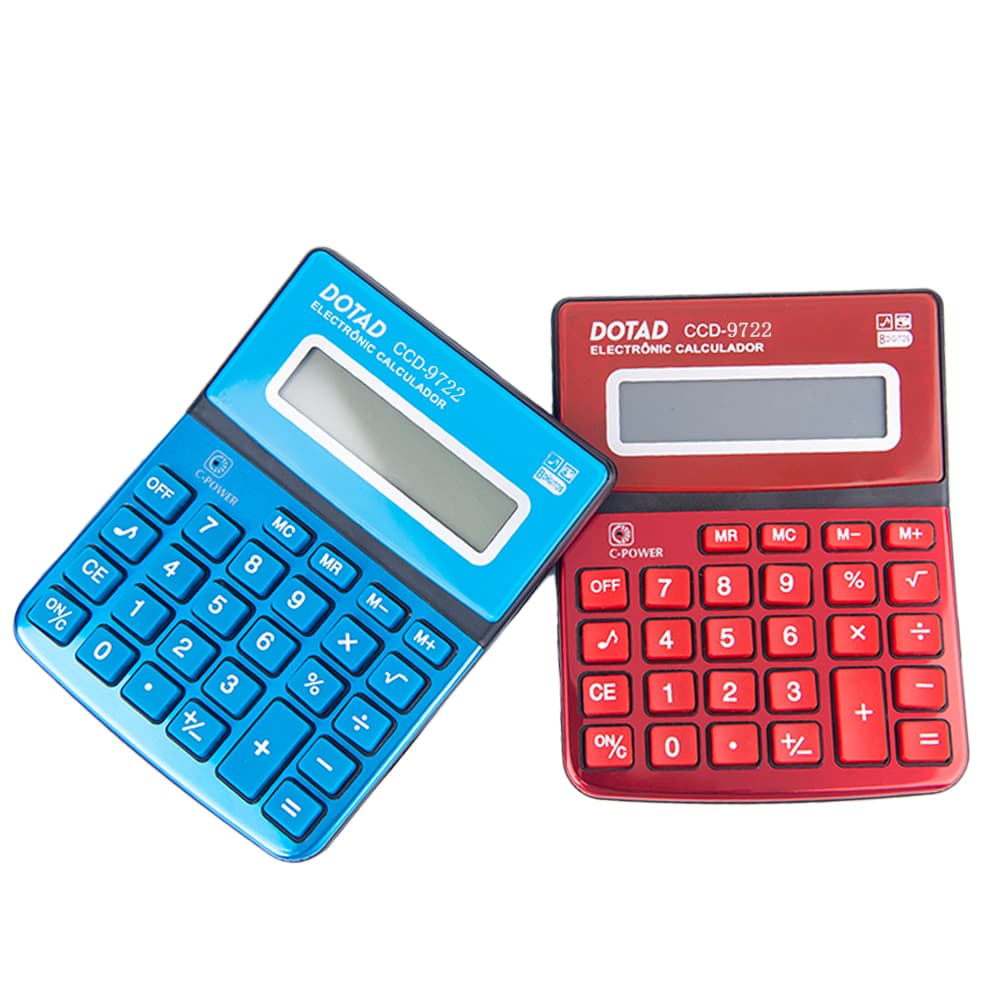 Calculadora de Mesa 8 Dígitos Grande com Painel de Metal, para Estudante e Escritório Azul Vermelho