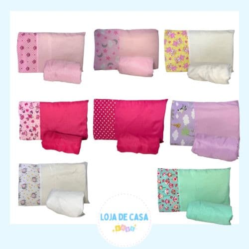 Kit jogo com 5 lençol e 5 fronha para berço Americano Padrão menina