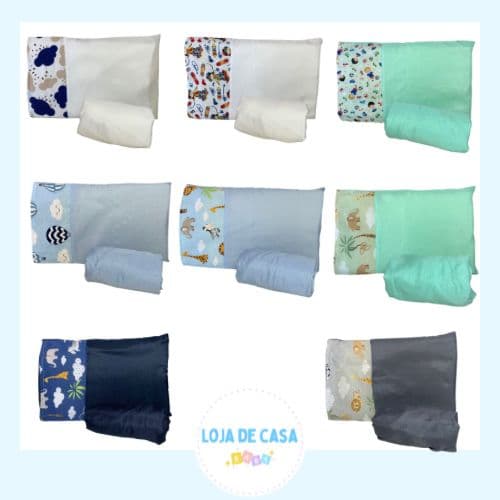 Kit jogo com 5 lençol e 5 fronha para berço Americano Padrão menino