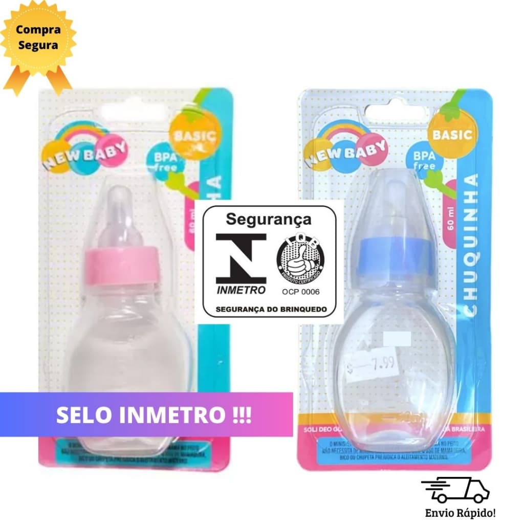 Mamadeira Chuquinha Bebê Recem Nascido Para Bebe 60ml Bico De Silicone Recém