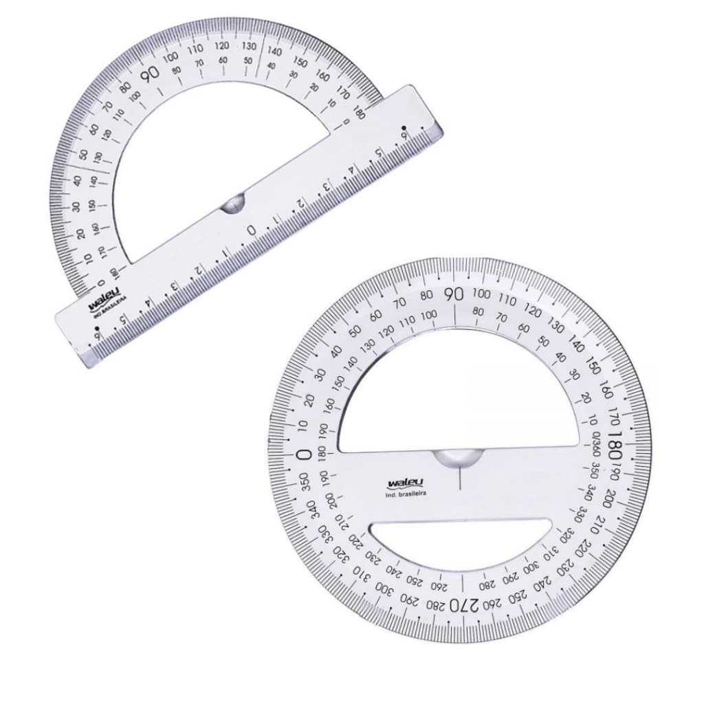 Régua Transferidor Cristal - Waleu / Material Escolar / Papelaria / Escritório