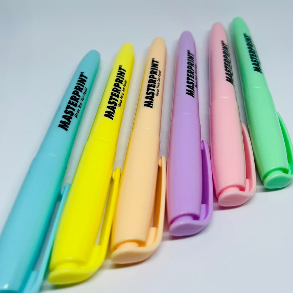 Kit 6 Canetas Marca Texto Tom Pastel Masterprint - Cores Variadas