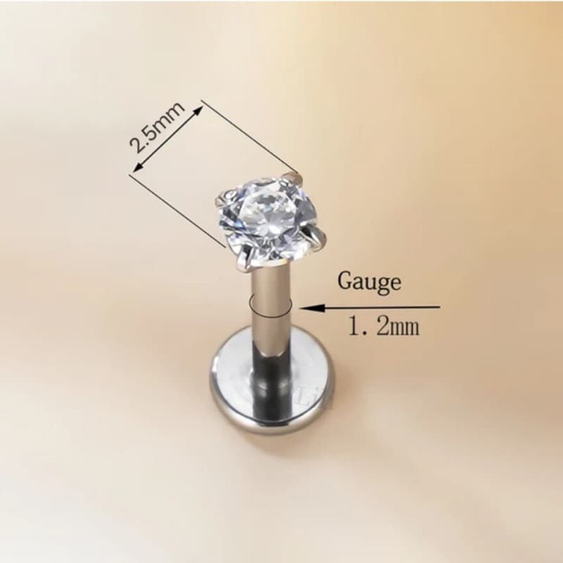 Piercing Labret  Ponto De Luz Helix Tragus Conch Aço Cirúrgico