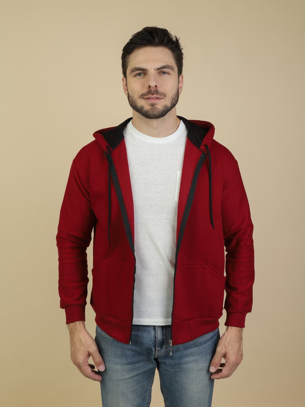 Blusa De Frio Casaco Moletom Masculina Com Ziper e Capuz Liso Com Plus Size Várias Cores
