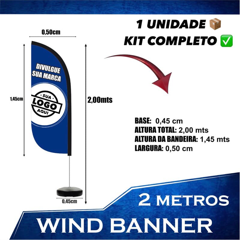 Wind Banner 2 metros Personalizado Empresa