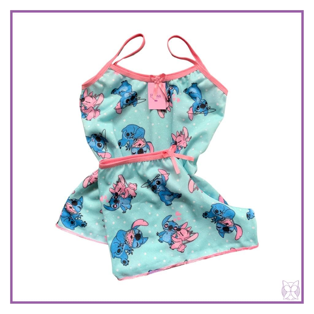 Pijama short doll infantil stitch menina estampas variadas moda infantil personagens