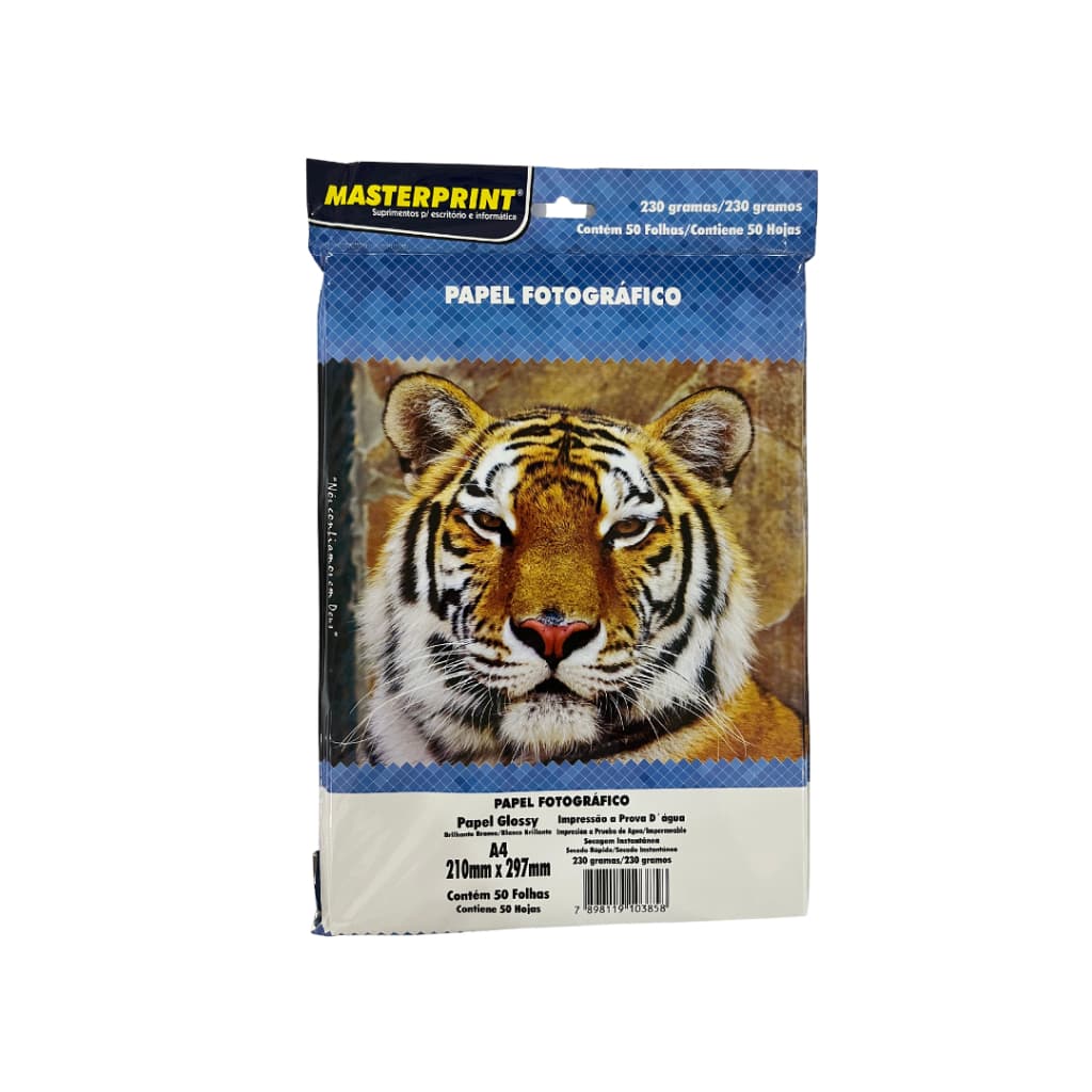 Papel Fotográfico A4 Glossy 230g Premium Brilho MasterPrint 50 folhas
