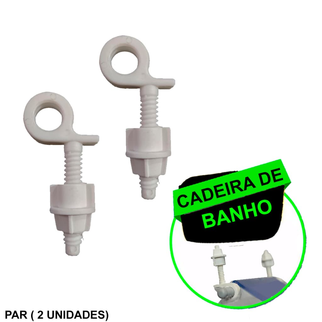 Kit 2 Parafusos e 2 Porcas para assento cadeira de banho