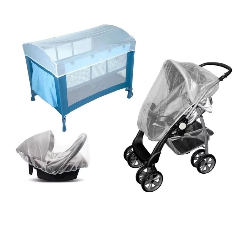 Mosquiteiro para Carrinho de Bebê Todo Branco - Véu com Elastico para Carrinho Bebê Moises