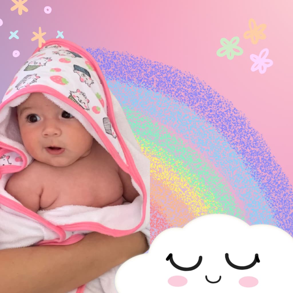 Kit 2 Unidades - Toalha de Banho tecido felpudo para  bebe com capuz em malha de algodão estampada