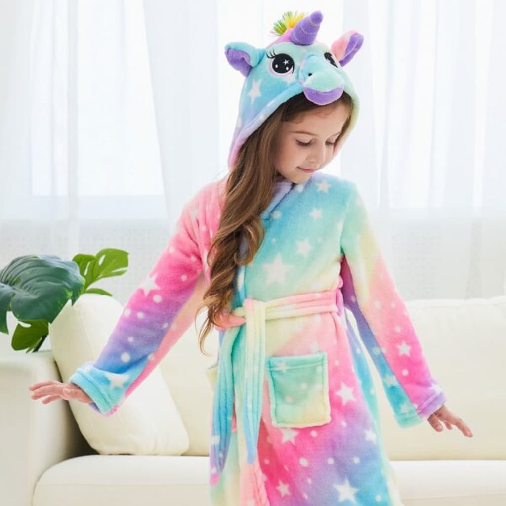 Roupão Infantil Banho Capuz Unicórnio Kigurumi Menina Verão