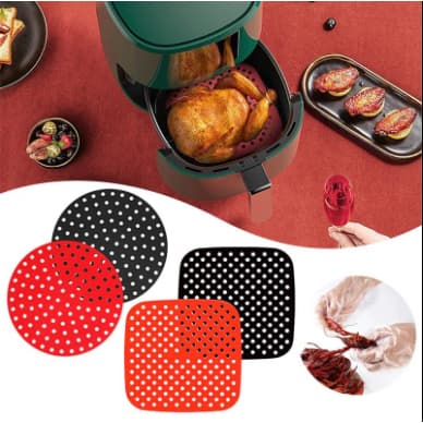 Tapete Protetor Silicone Para Air Fryer Fritadeira Universal Não Gruda - Redondo Ou Quadrado