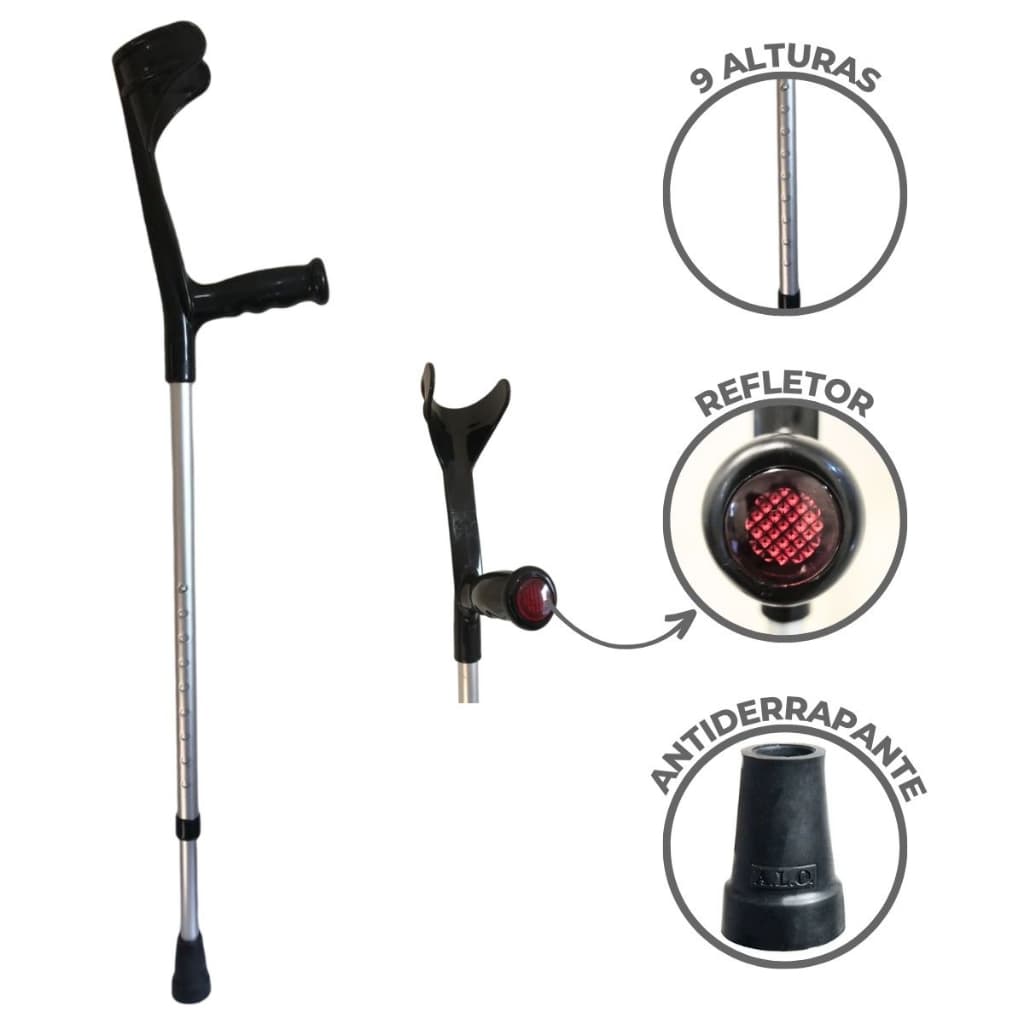 Muleta Ortopédica Canadense Fixa Alumínio Ajustavel 130kg