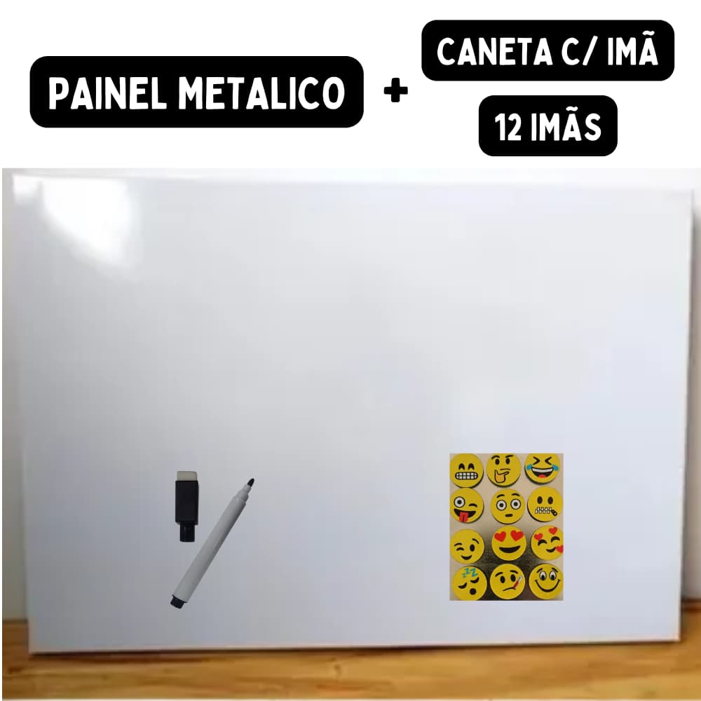 Painel De Fotos e Recados, Mural De Fotos, Mural De Recados, Lousa de Metal + Caneta com Imã Branco