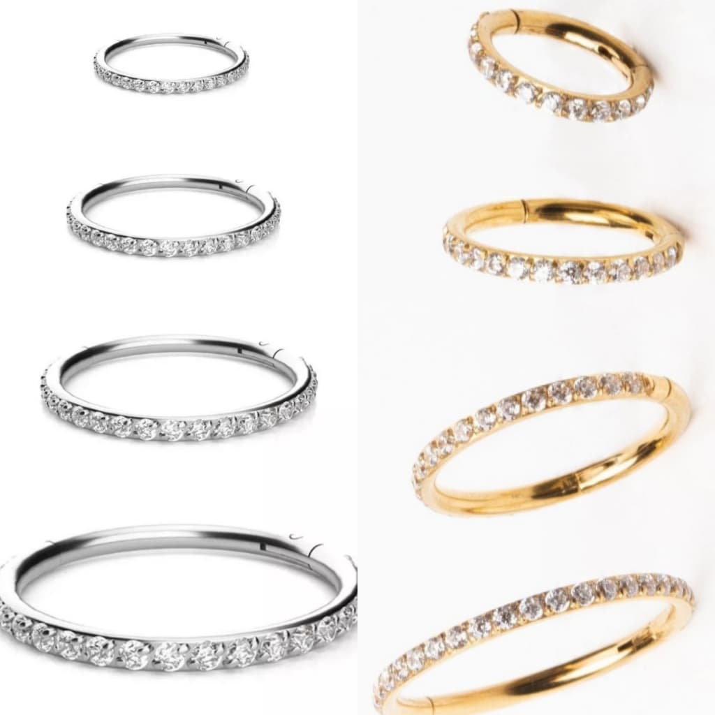 Piercing Orelha Nariz Argola CLIK Titânio Pvd Zircônia Piercing Septo de Boca Argola Titanium