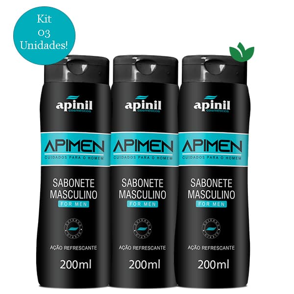 Kit Com 3 Unidades Sabonete Liquido Masculino Apimen 200mL Apinil