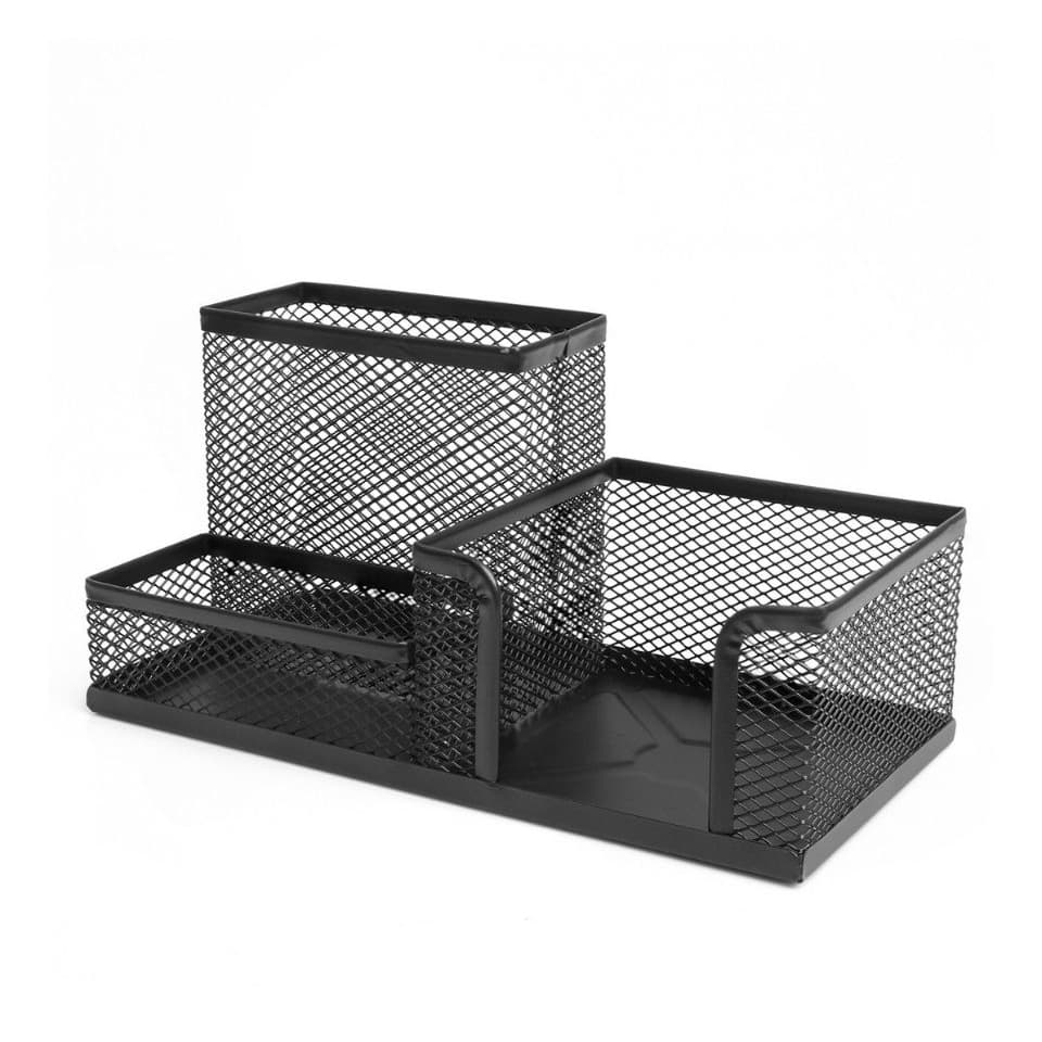 Porta Caneta Com 3 Divisórias Lápis Clips Aramado Envio Já!