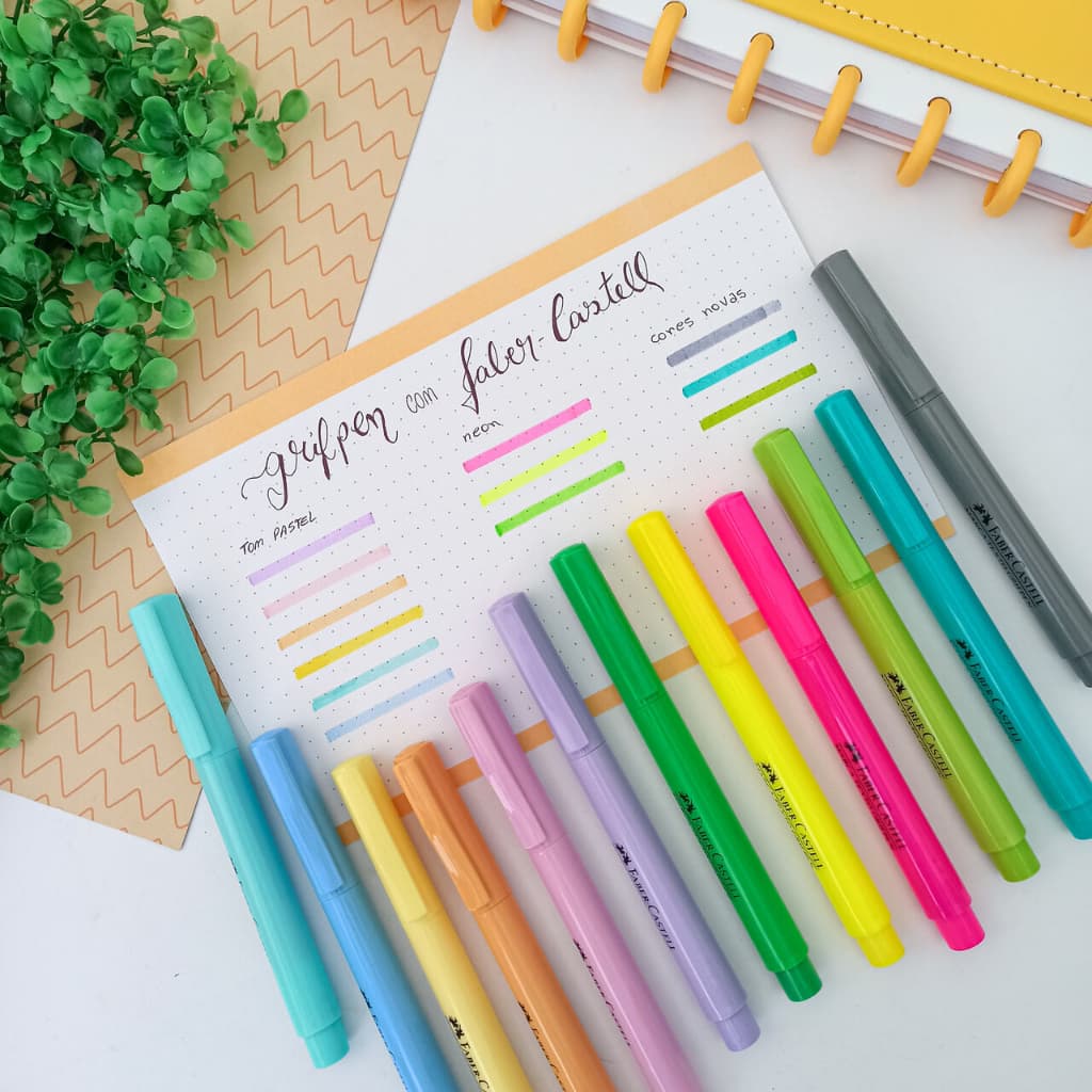 Caneta Marca Texto Grifpen Cores Novas, Neon e Pastel - Faber-Castell