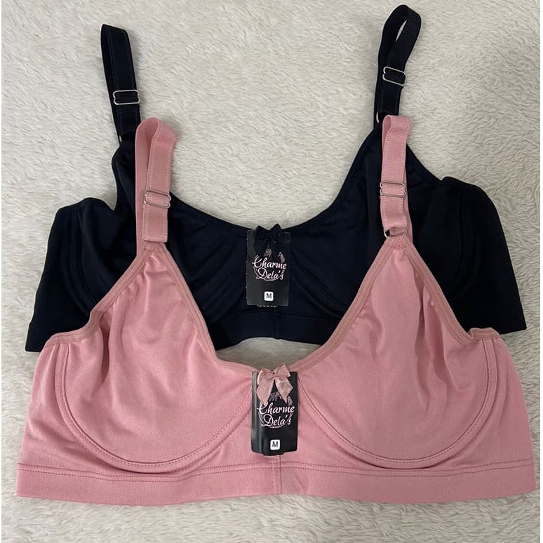 Kit 2 Sutiã De Sustentação Com Aro Sem Bojo Poliamida Com Regulagem J