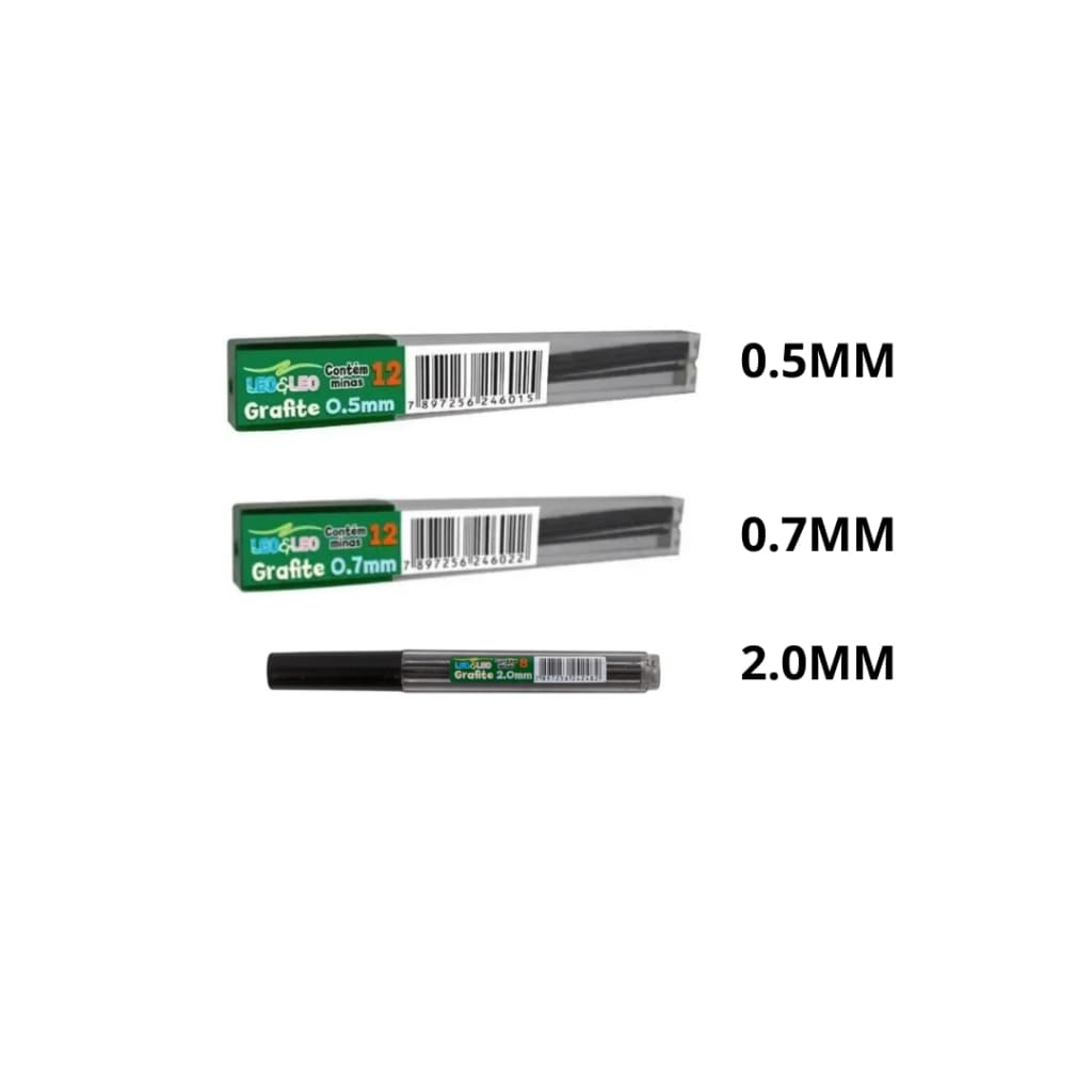Grafite Escolar para Lapiseiras 0.5  0.7 2.0 com 12 Unidades 8 Unidades