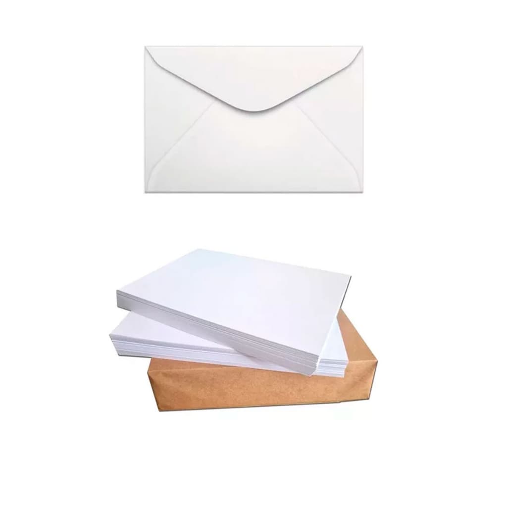 Mini Envelope com Cartão Branco 100 Unidades Envelope Visita