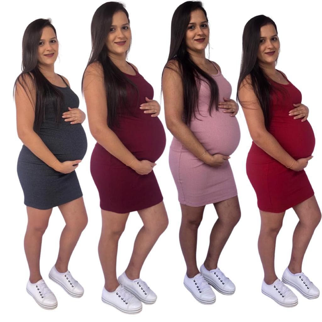Vestido canelado Tubinho Midi para Gravida Gestante  Alcinha Promoção