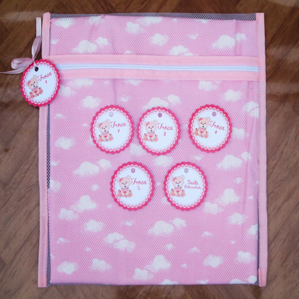 Kit com 6 Saquinhos Maternidade Organizadores para mala maternidade - em TULE + TAGS
