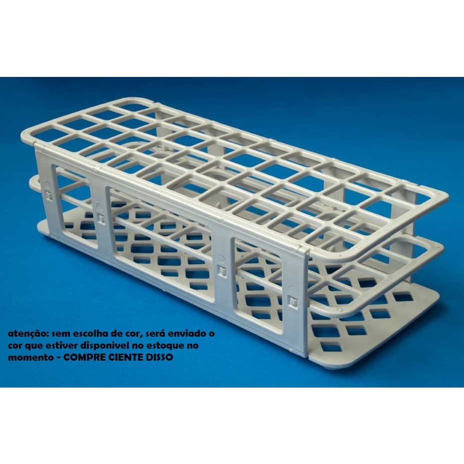 ESTANTE PLASTICA P/40 TUBOS DE ENSAIO 18-21MM DIAMETRO (SEM ESCOLHA DE COR)