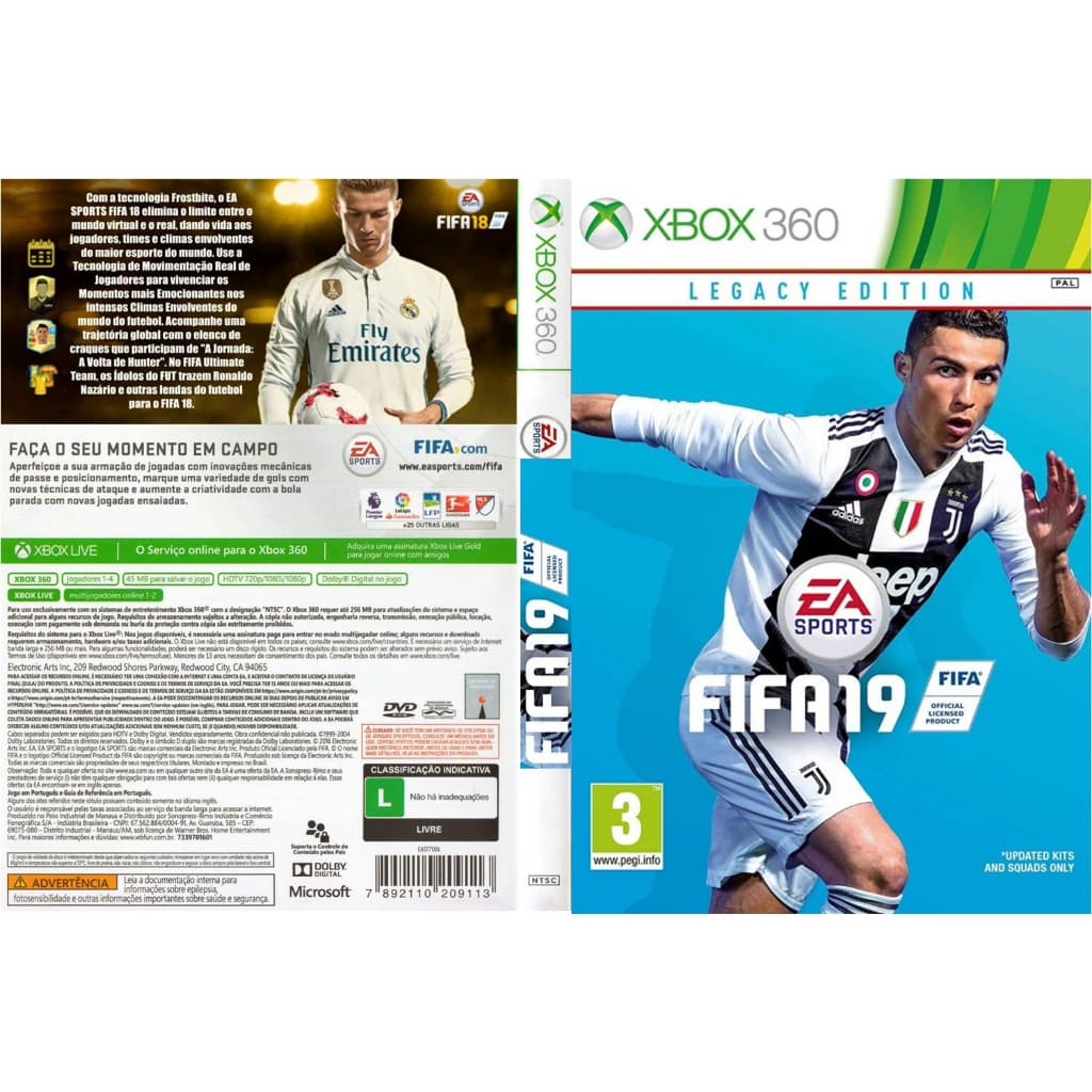 Fifa 19 para Xbox  360 Lt com capa