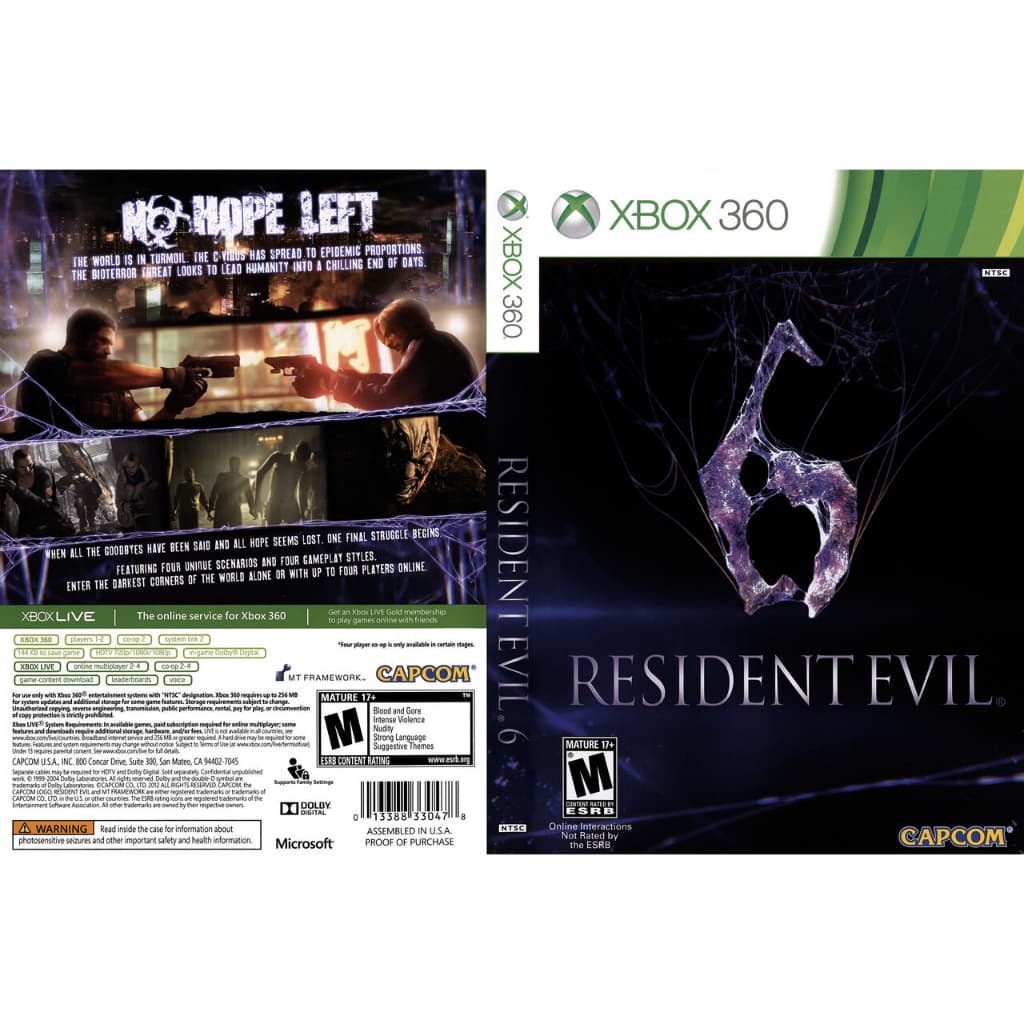 Resident Evil 6 para Xbox 360 Lt com capa