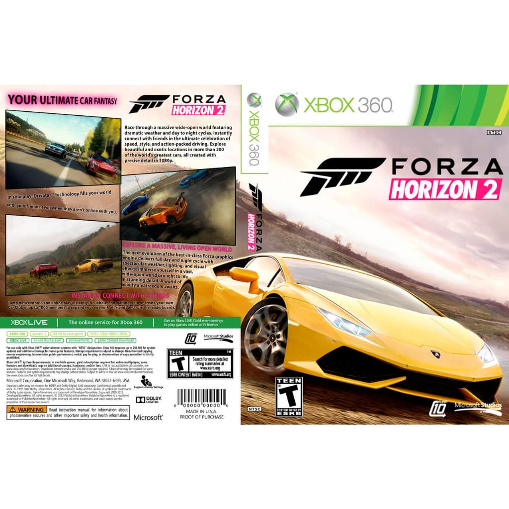 Forza Horizon 2 para Xbox 360 Lt com capa