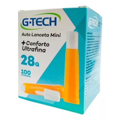 Auto Lanceta Mini G-tech 28g caixa com 100 Unidades Ultrafina Conforto
