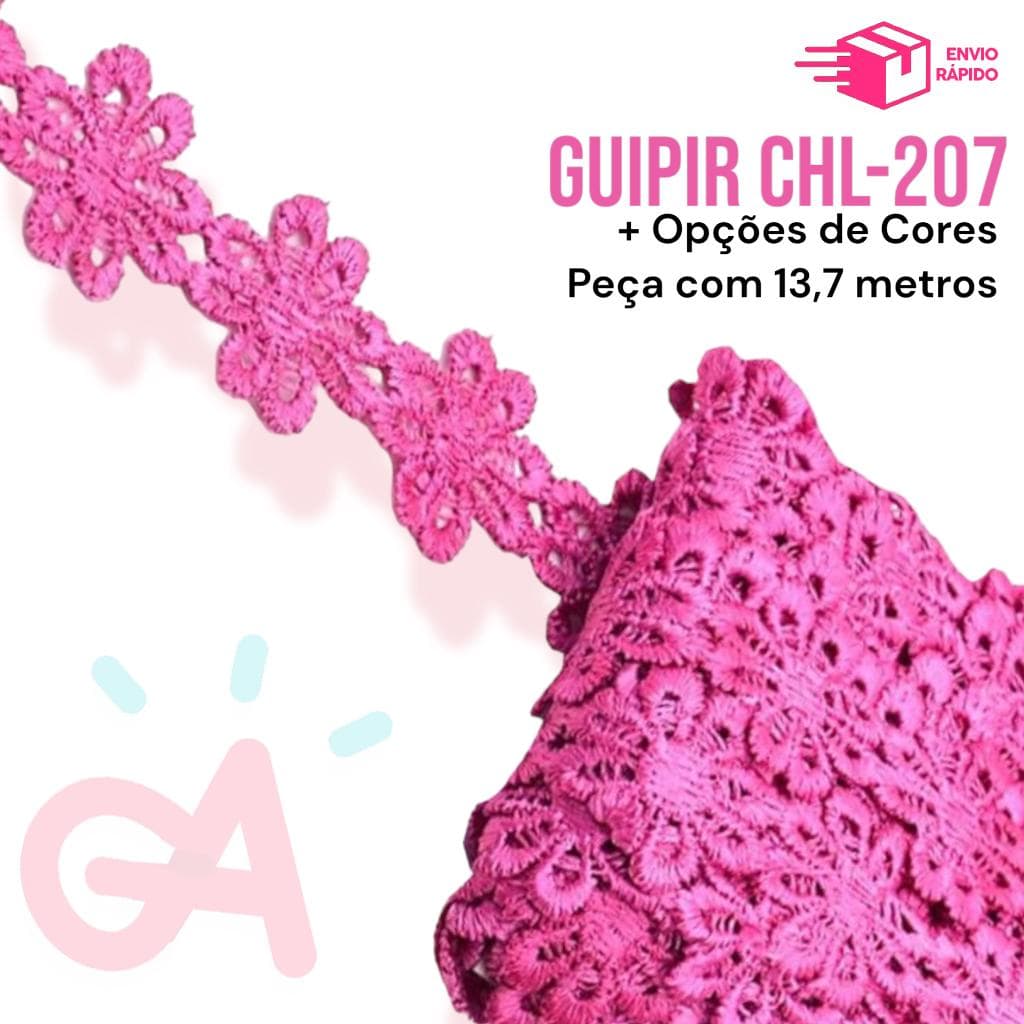 Renda Gupir CHL-207 - 2,5 cm - Peça com 13,7 metros