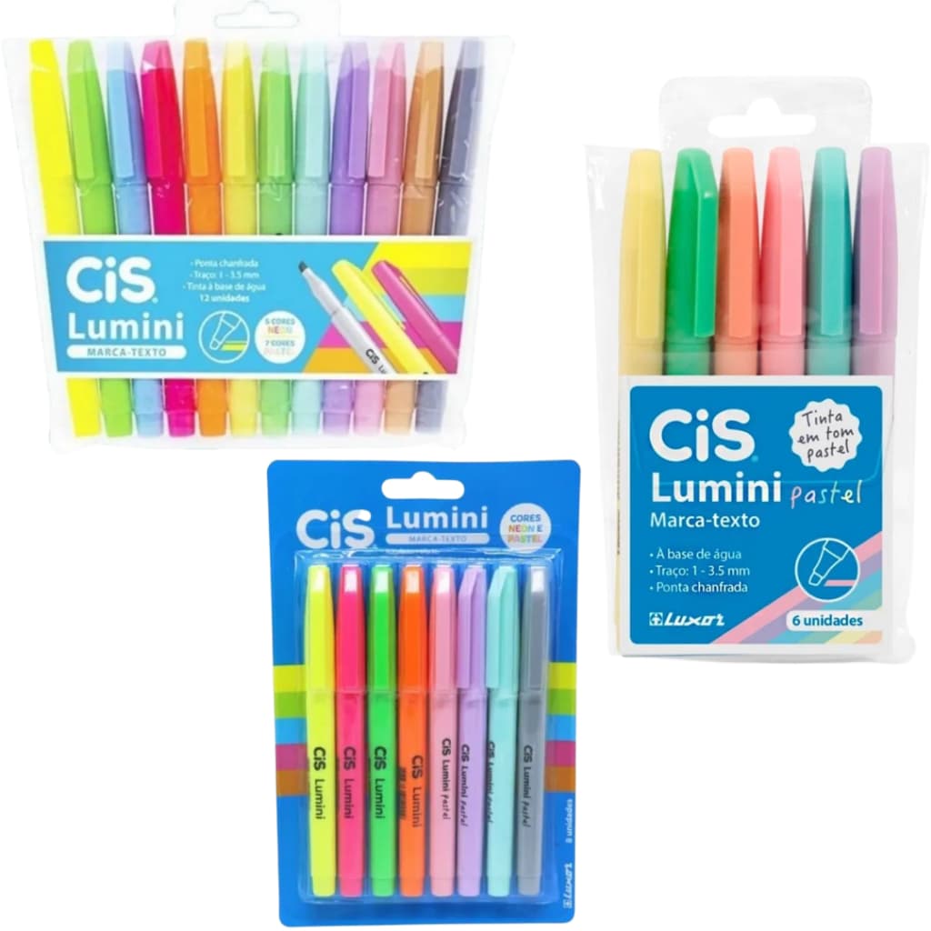 Kit Marca Texto CiS Lumini Pastel/ Neon (c/6, 8 e 12)