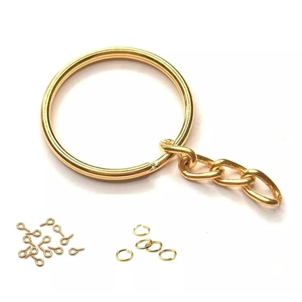 100pcs /200pcs/300pcs  Argola Chaveiro 25mm +100pcs/200pcs/300pcs  Elo 8mm+100pcs/200pcs/300pcs Pitao