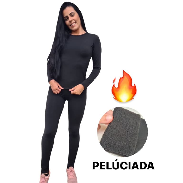 Conjunto Térmico Pelúciado Calça/Blusa Segunda Pele Proteção de Frio Intenso