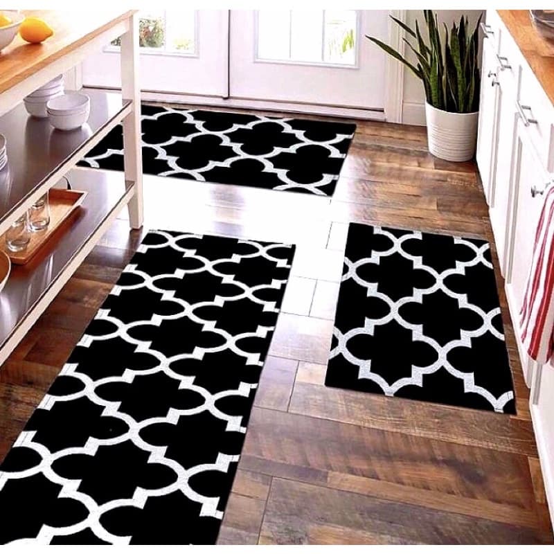 kit 3 tapetes passadeira para Decoração com antiderrapante geometrico Luxo Premium