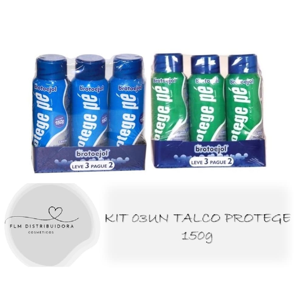 Kit com 03un Talco Protege Pé Brotoejol 150g  (escolha o tipo)