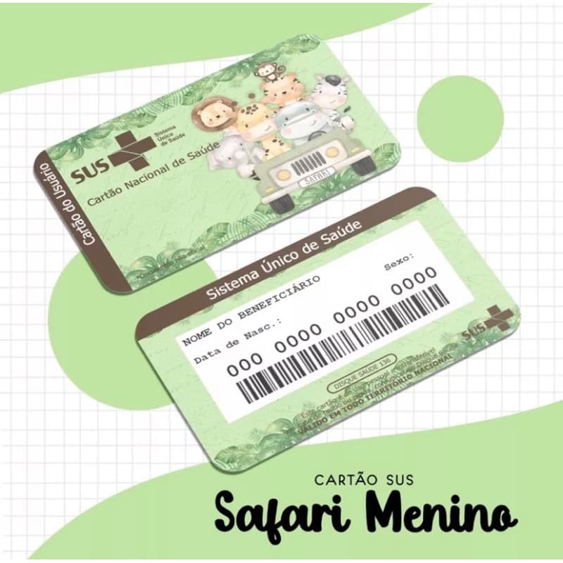 Cartão do SUS personalizado em PVC