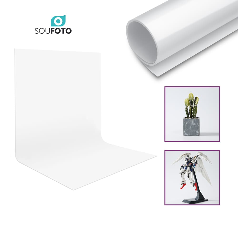 Fundo Infinito Backdrop em PVC Branco,Preto e Verde 115x60cm para Estúdio Fotográfico | Sou Foto