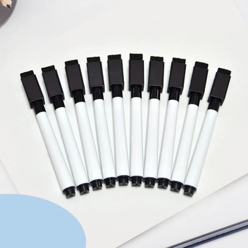 5 Canetas Para Quadro Branco Com Apagador E Imã - Caneta Pra Lousa - Tinta Preta Ou Tinta Colorida