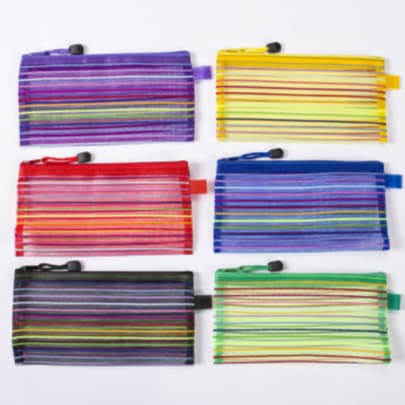 10 Estojo Multiuso Bolsinha Nylon Colorido Necessaire Porta Mascara Descartavel 13 x 23 cm