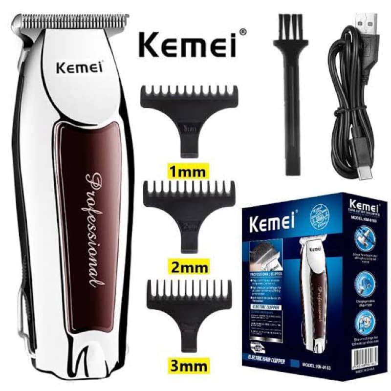Máquina De Cortar Cabelo Acabamento Kemei KM-9163 Original Sem fio barbeador recarregável - Bivolt